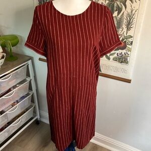 Susina Rust and White Striped Midi Dress SP